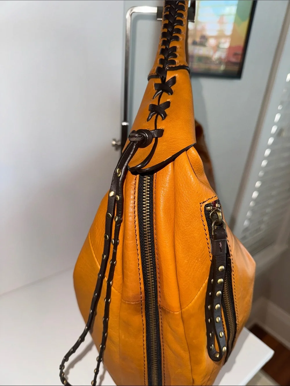 ORYANY Naimi Hobo Bag Whipstitch Slouchy Shoulder Bag Boho Chic